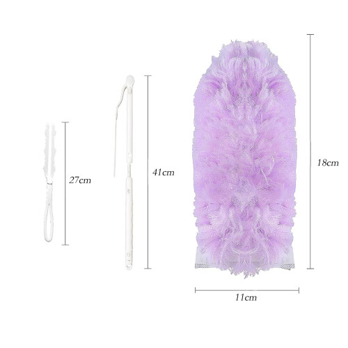 12 PCS Purple Duster Refills, Extendable Microfiber Duster with 1 Extendable Handle + 1 Short Handle Fluffy Dusters Flash Dusters Magnet Refill for 2
