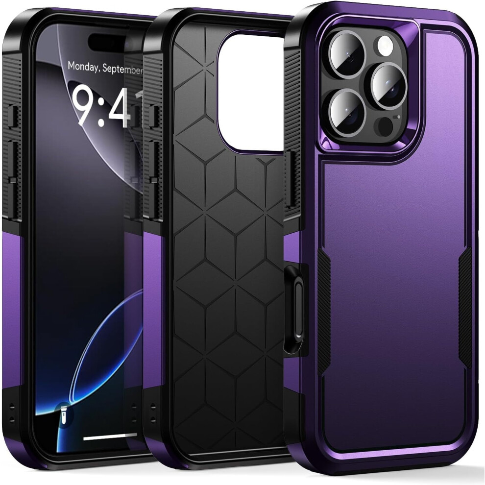 Shockproof Military-Grade Rugged Case For Compatible With Iphone 16 Pro Â Purple 9426043811563