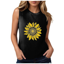 Women's Casual Loose Graphic Tank Top Black XL