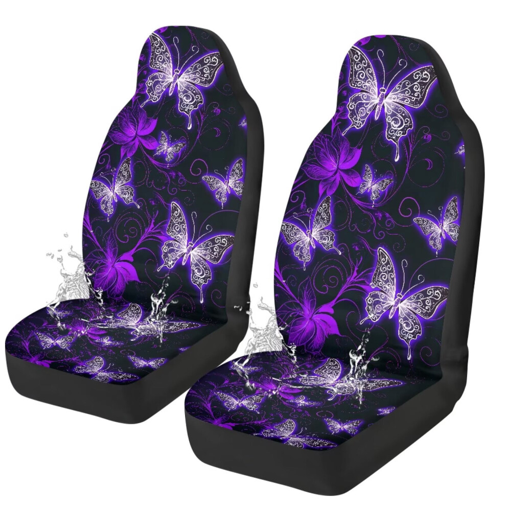 Butterfly Car Seat Cover Universal Front Waterproof Purple 9341593953214