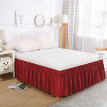 15in Drop Easy-Install King Bed Skirt, 78*80in Soft Ruffled Dust Ruffle, Durable Red 1 Piece Bedroom Decor
