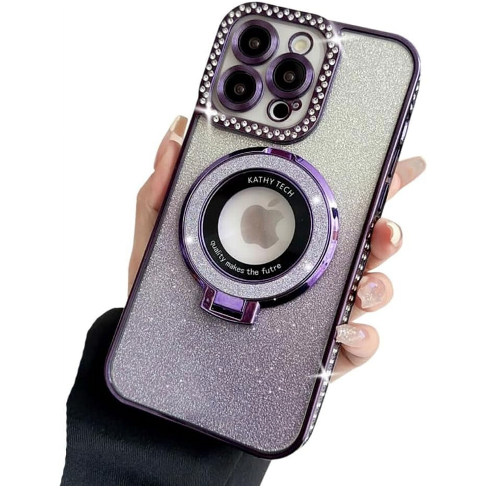 Iphone 14 Phone Case Crystal Rhinestone Magnetic Purple 9341593954433