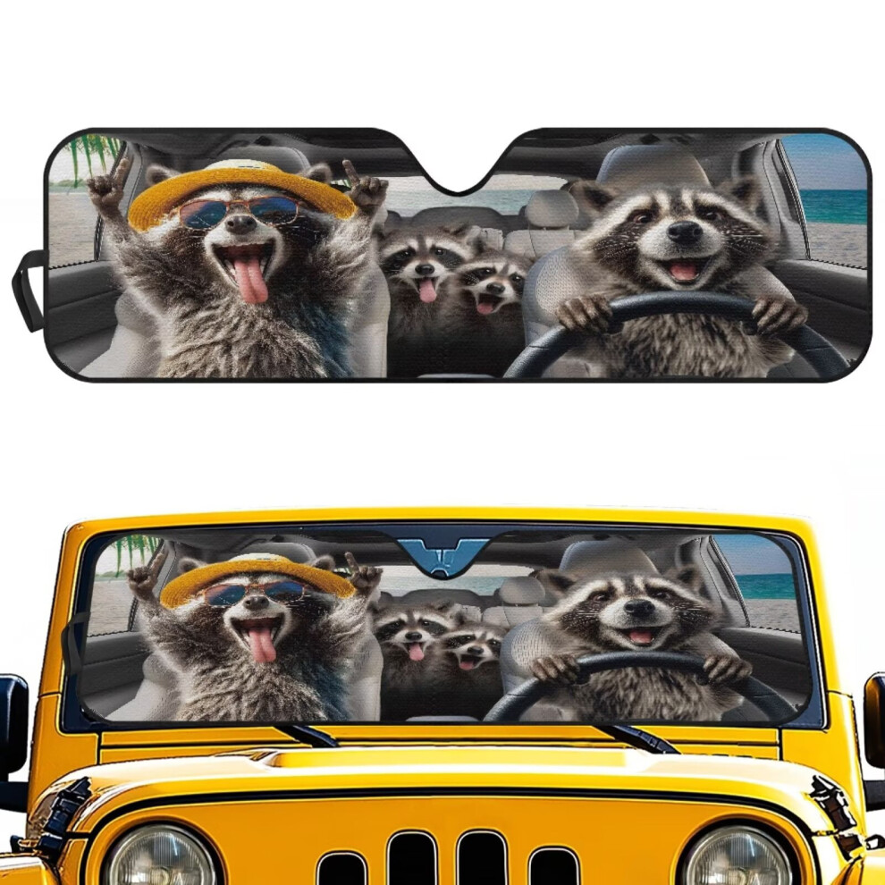 Foldable Raccoon Car Sun Shade For Jeep Wrangler (1997Â2017 Tj/Jk/Jku), Uv & Heat Protection, Compatible With 2/4-Door Models 9426043811792