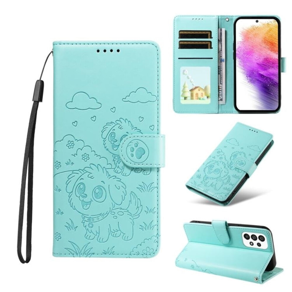 Leather Flip Case For Samsung Galaxy A73 5G Green 9341593953573