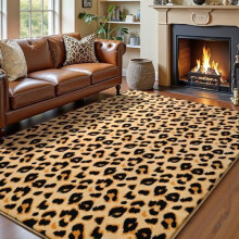 Leopard Rug 3x5 Memory Foam Cheetah Print Khaki