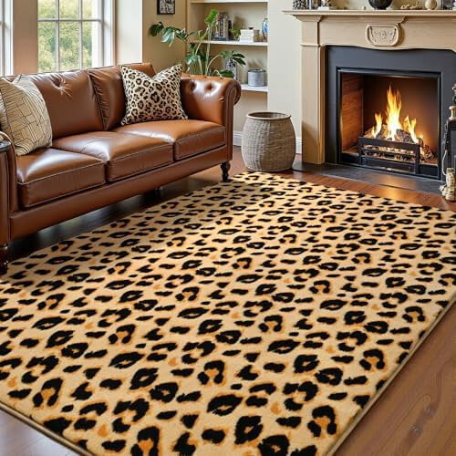 Leopard Rug 3x5 Memory Foam Cheetah Print Khaki