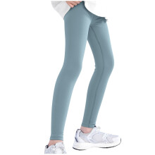 Kids' High-Waist Yoga Pants, Compression Running Leggings for Boys & Girls, Solid Green, Ages 11-12, Compatible with Sports Activities