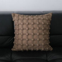 Brown Striped Plaid Throw Pillow 18x18in with Insert, Soft Waist Support Cushion for Sofa, Couch, Bed, Chair – Modern Decorative Accent Pillow