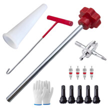 13PCS Tire Core Tool Set for Car/Bike/Motorcycle – Quick Fix Repair Kit with Portable Pouch, Compatible with Standard Valves