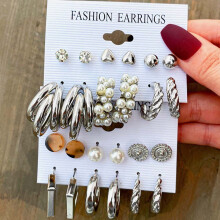 Metal Fried Dough Twists Chain Earrings Set