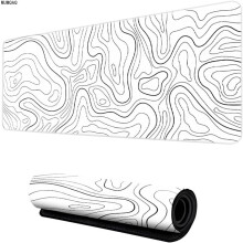 Gaming Mouse Pad Topographic Large XL Black White
