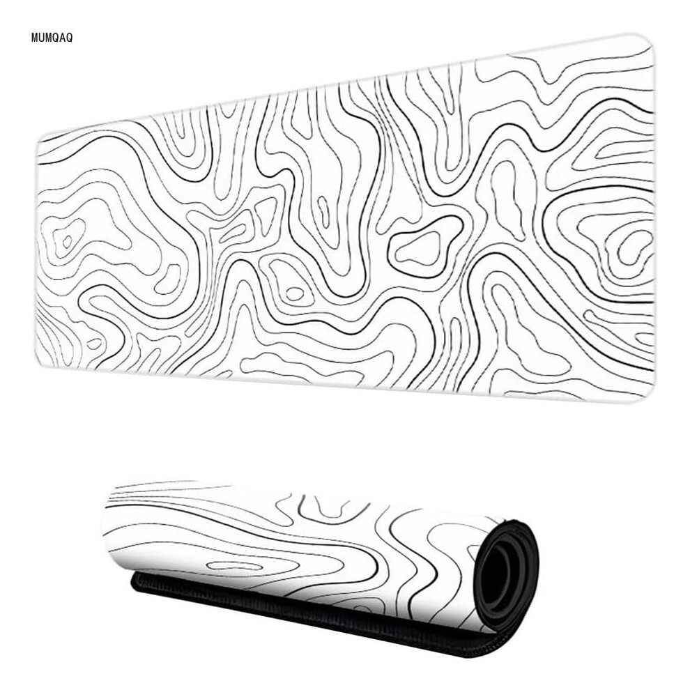 Gaming Mouse Pad Topographic Large Xl Black/White 9341593964548