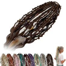 Elastic Dread Ponytail Hair Extension with Beads Viking