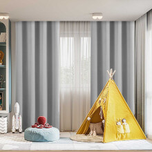 100% Blackout Kids Curtains for Boys Bedroom, 63"H x 52"W Light Gray Insulated Darkening Curtain with Grommets, 1 Panel