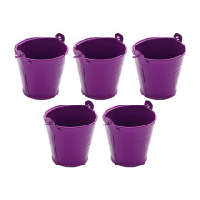 5Pcs Galvanized Metal Buckets Ice Buckets Crafts with Handle Table Centerpiece Candy Party Favors Paint Organizing Decorative Purple
