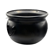 Black Plastic Cauldron Kettle for Halloween—Candy Bowl, Decor & Trick-or-Treat Bucket (2 Sizes), Compatible with Witch Themes