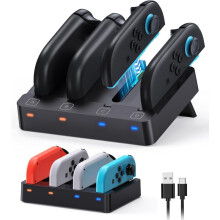 Charger for Switch 2 and Switch 1 Controller, Horizontal Charging Dock Station for Joy con and for Joycon 2 Accessories with Foldable Storage Stand