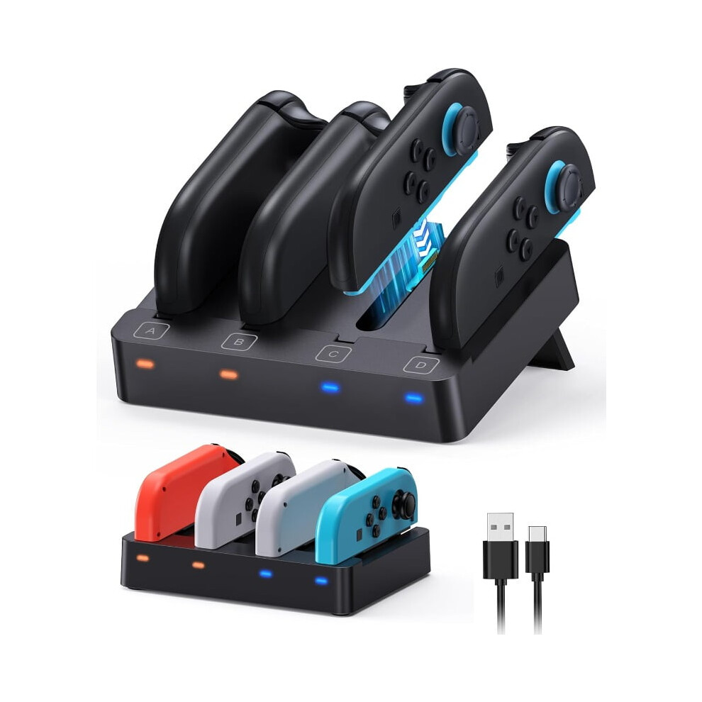 Charger For Switch 2 And Switch 1 Controller, Horizontal Charging Dock Station For Joy Con And For Joycon 2 Accessories With Foldable Storage Stand 9426043892050