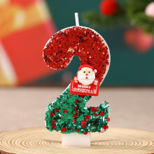 Santa Claus Number Candles 0-9 Set with Holder