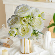 Rose Artificial Flowers Silk Bouquet for Home Decor, Table Centerpieces, Wedding & Valentine’s Day – Compatible with Indoor Use