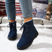 Willtoo Winterstiefeletten für Damen, warme und bequeme Freizeit-Schneestiefel für Damen, blau