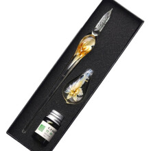 Pens 10ML Floral Vintage Glass Dip Pen Elegant Pen For Ink Writing Orange 3 Piece Set With Gift Box Ideal For Calligraphy And Artwork
