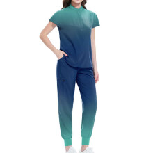 Women's Scrubs Set Green Loose Drawstring Pants and V-Neck