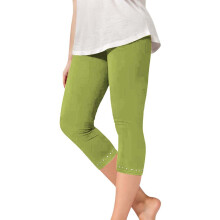 Capri Leggings for Girls 3/4 Length High Waisted Yoga Pants Elastic Comfy Summer Travel Casual Cropped Solid Capris Green 6-7 Years