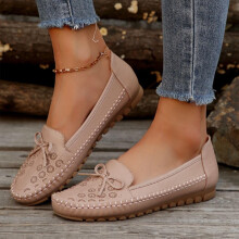 Scarpe ortopediche in pelle Willtoo, leggere, antiscivolo e traspiranti, da donna, eleganti, con fiocco, mocassini rosa.