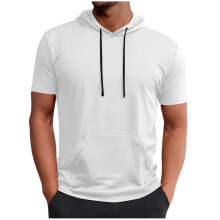 Kurzarm-Tops für Herren mit Kapuze, leichtes Trainings-Sweatshirt für Fitnessstudio, Frühling/Sommer