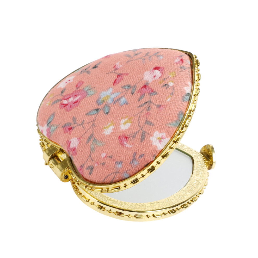 Mini floral heart-shaped pink purse mirror