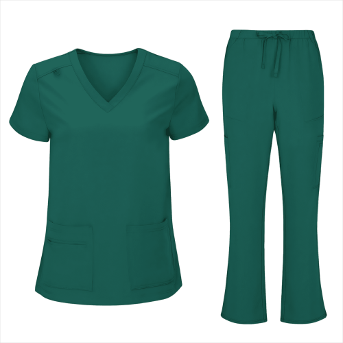 Women's Plus Size Scrubs Set Green XL