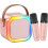 Mini Karaoke Machine for Kids Rose Gold 2 Wireless Mics 1