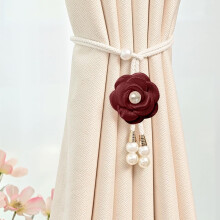 Fermacravatte per tende Camellia Pearl con corda intrecciata regolabile2