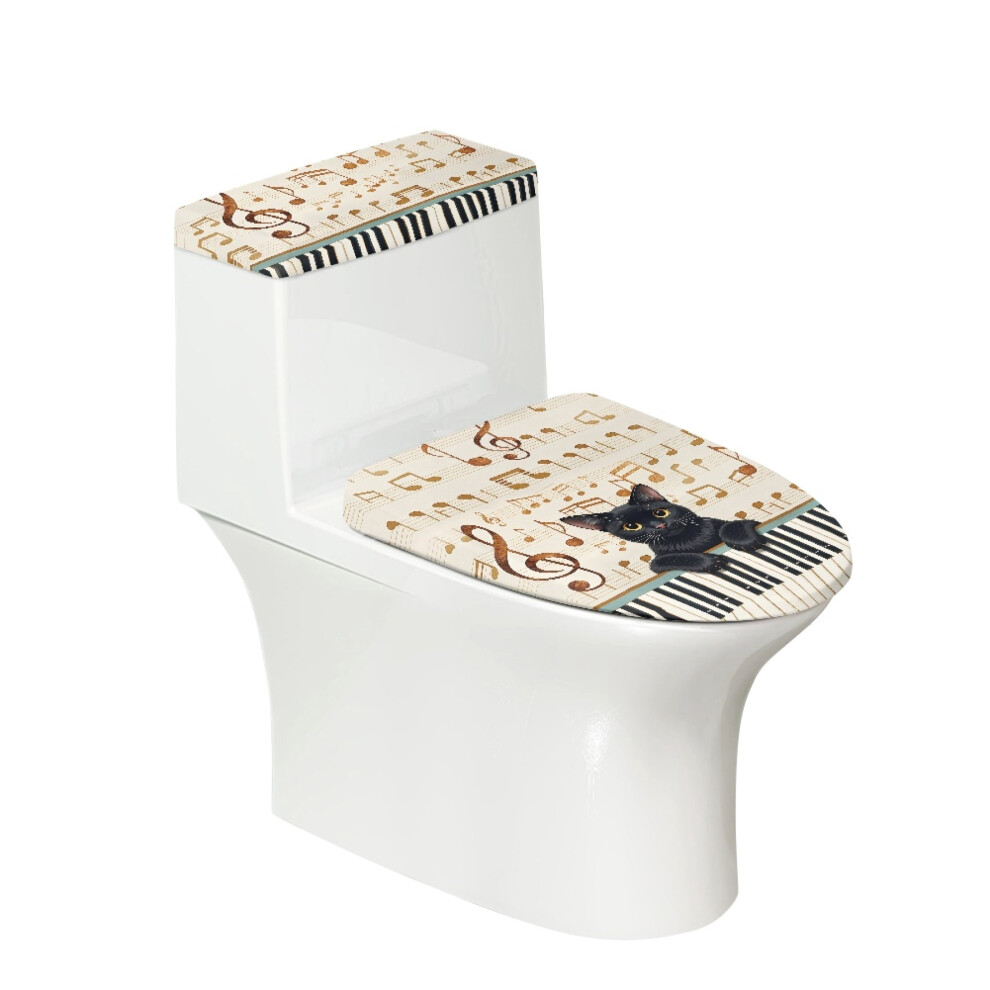 Music Cat Keyboard Toilet Lid Covers Set Pack Of 2 Polyester Washable And Reusable For Women 9023022561503