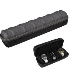 6 Slot Hard Watch Travel Case, Watch Roll Case Storage and Organizer for Men and Women, with Shockproof Watch Pillow (Black 6 Slots)