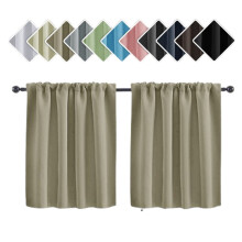 Thermal Short Blackout Curtains for Small Window - Darkening Curtains for Living Room Bedroom Kitchen - W29.9xL36 Inch Set of 2 Panels - Khaki