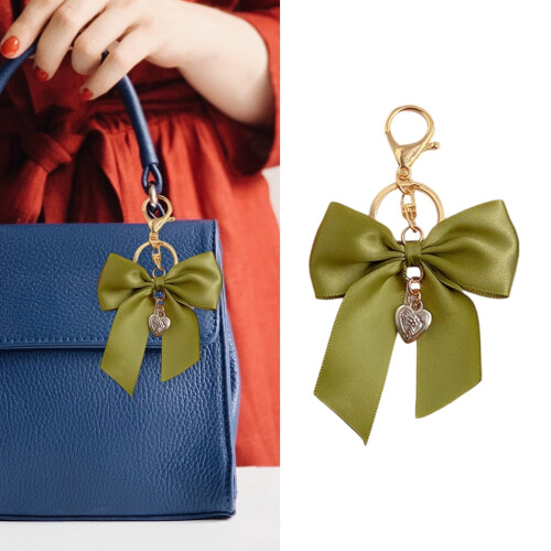 Porte-clés nœud ruban style coréen avec fausses perles 1
