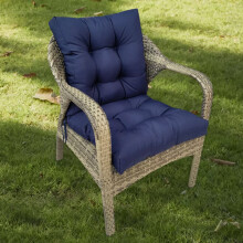Tufted High-Back Outdoor Chair Cushion, No-Slip Thick Navy Blue Pad for Wicker Patio Rocking Chairs – Compatible with Standard Sizes