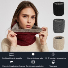 Heated Scarf for Women & Men, USB-Charged, Windproof, Plush-Lined, Cozy Knitted Neck Gaiter – Compatible with USB Power Banks