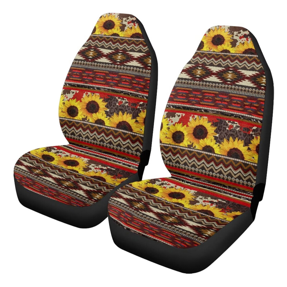 Velvet Aztec Sunflower Car Seat Covers 2 Pcs Coral 9101399766100