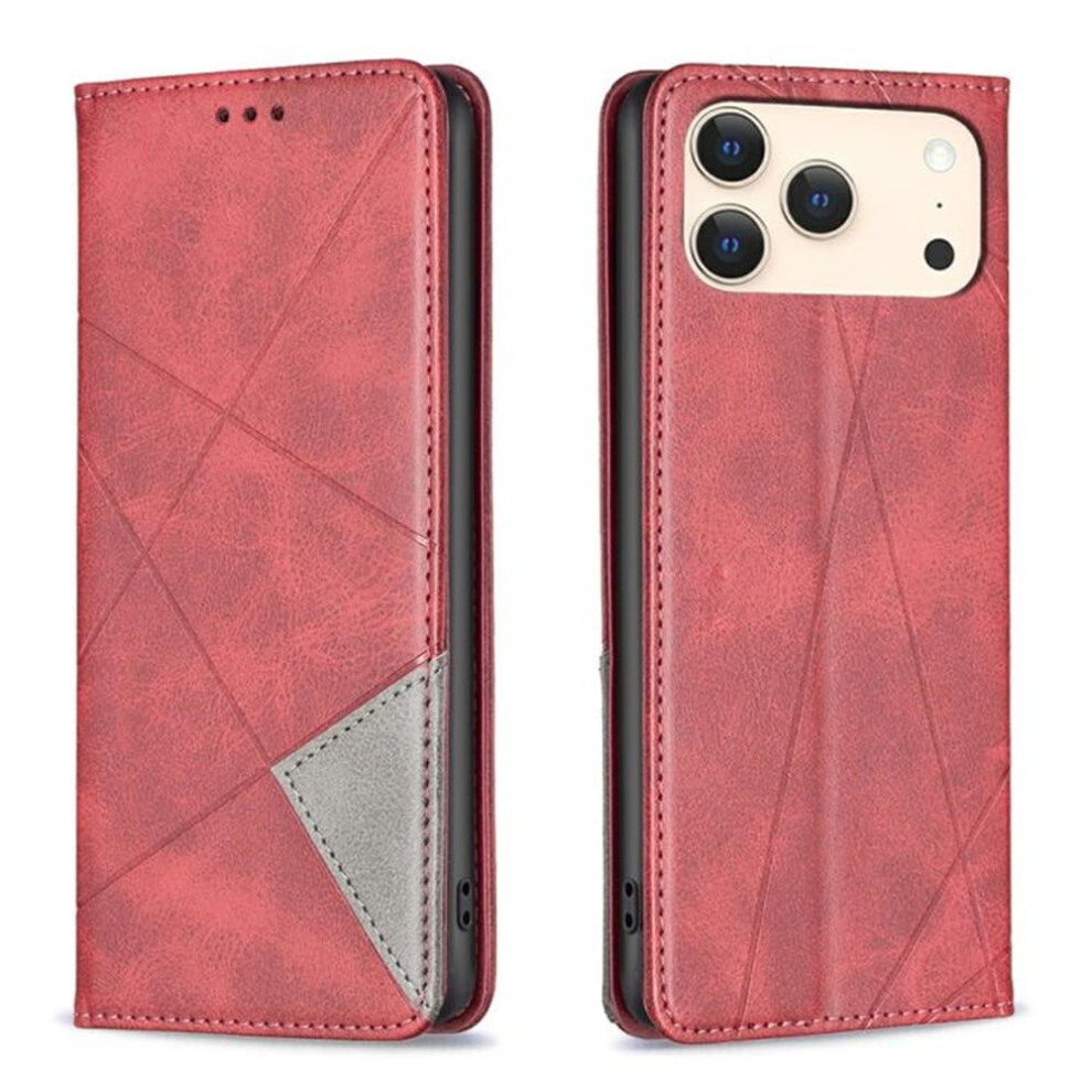 Rhombus Flip Wallet Case For Iphone 17 Pro Max Leather Red 9101399764496