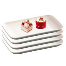 9.6" Unbreakable Wheat Straw Rectangular Dinner Plates (4-Pack, Beige) – Reusable, Lightweight, for Pasta, Salad, Dessert & More
