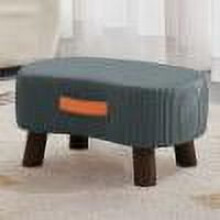 Small Curved Velvet Footstool with Handle, Modern Padded Foot Rest with Wooden Legs – Compatible with Living Room & Couch