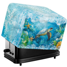 Ocean Turtle Print Toaster Cover, 2 Slice Stain-resistant Bread Machine Dust Cover with Top Handle and Adjustable Drawstring (11.4"x7.8"x7.5")