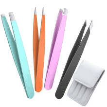 Mini Eyebrow Tweezers Set – Stainless Steel, Portable & Precise for Facial Hair Removal, Travel & Outdoors (Colorful), Compatible with All Skin