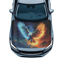 Icefire Eagle Print Car Hood Cover (59.05x39.37 in), Durable Elastic Fabric, Compatible with Most Cars, Pickups & SUVs