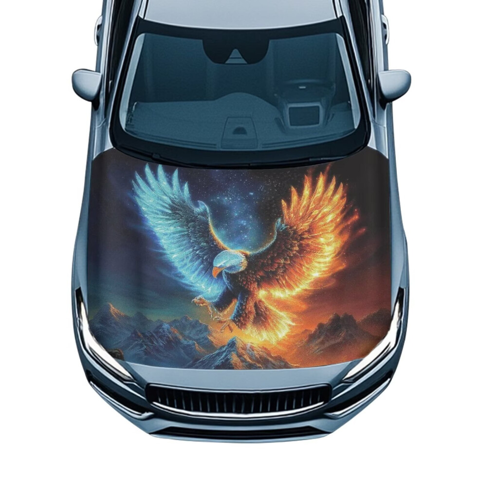 Icefire Eagle Print Car Hood Cover (59.05X39.37 In), Durable Elastic Fabric, Compatible With Most Cars, Pickups & Suvs 9178400154171