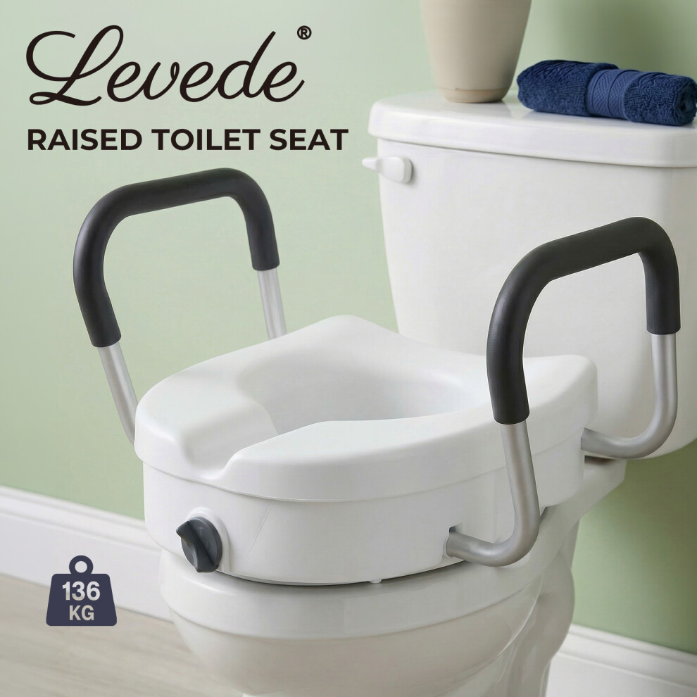 Levede Raised Toilet Seat With Arm 4.7'' Toiliet Seat Riser For Elderly Disabled 9356877223716