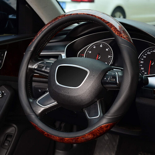Steering Wheel Cover Microfiber Leather 14.5-15 Inch 2